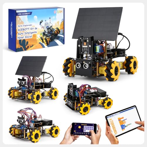 4-in-1 ESP32 Smart Camera Solar Robot Car, 4WD Remote Control Car Robotics Kit for 8-12 12-16+ Kids Teens, Electronics Programming STEM Toy Science Coding Kit Compatible with Arduino/Scratch/Phython - color: Gray