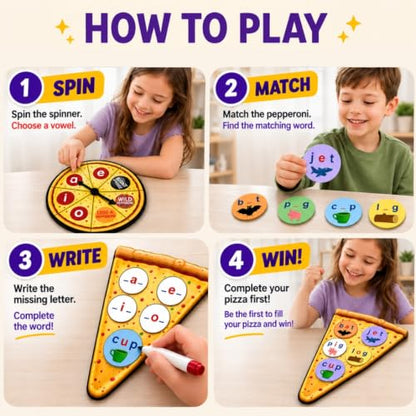 CVC Words on Pepperoni - Learn to Read & Write, Magnetic Phonics Games - size: CVC Word Game