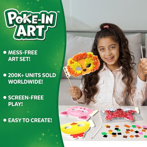 Skillmatics Poke-in Art – Animal Masks, Wood Craft Kit, Gift for Kids - style: 9. Animal Masks