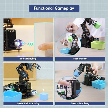 Robotic Arm with Arduino 5DOF/Axis AI Smart Robot Arm Open Source STEM Educational Building Robotics & Engineering Kits, Science/Coding/Programming Set, miniArm Starter Kit