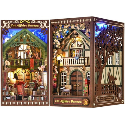 TOYQI Book Nook Kit, DIY Miniature Dollhouse Kit for Adults and Teens - color: Cat Affairs Bureau
