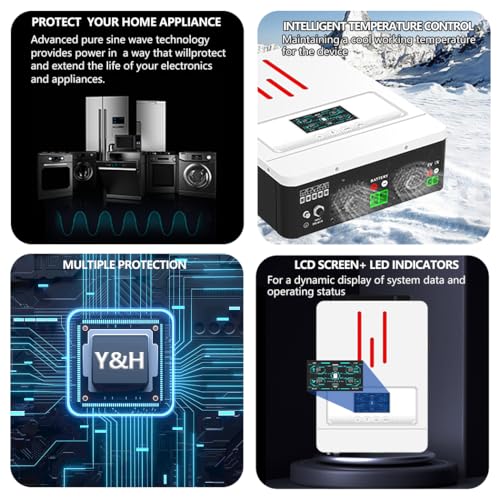 Y&H 3200W Hybrid Solar Inverter DC24V to AC230V, Supports Battery-Free Operation, with 80A MPPT Solar Charger, Pure Sine Wave Off-Grid, LiFePO4 BMS-RS485, 4ms UPS Transfer, RV & Home Zero-Bill Backup - size: 3200W-24V-M80A