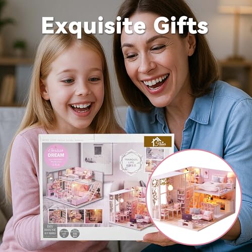 Flever Dollhouse Miniature DIY House Kit Creative Room with Loft Apartment Scene for Romantic Artwork Gift (Tranquil Life) - color: Tranquil Life