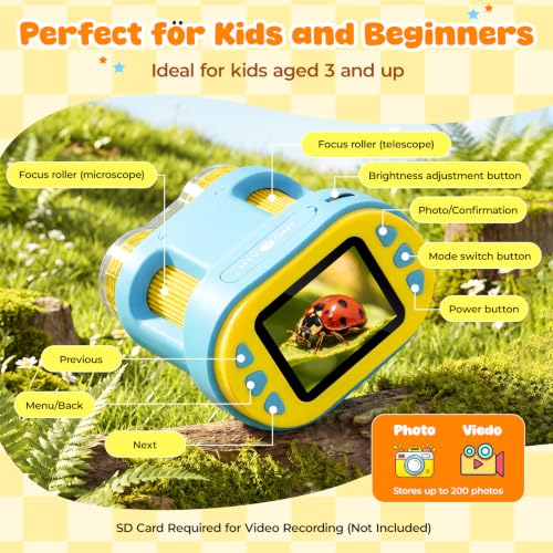 Handheld Microscope for Kids - HTVRONT 1000X Kids Microscope 2.0" HD Screen