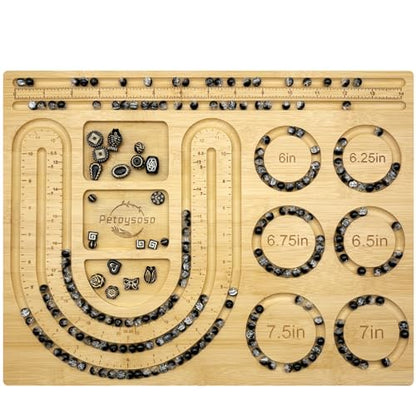 Petoysoso Bead Board for Jewelry Making, Bamboo Beading Board for Jewelry Bracelet Making, Bracelet Bead Board, Beading Trays Jewelry Design Mats for Bracelet, Necklace, Jewelry Making 15x11.5x0.5 in - size: Necklace-L