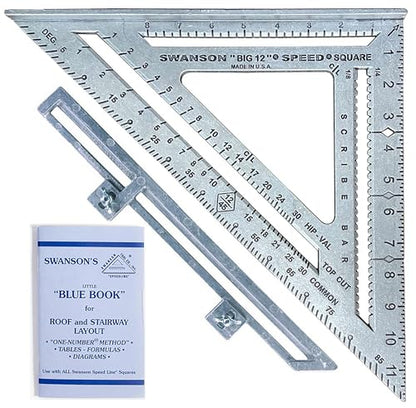Swanson Tool Co S0107 "Big 12" 12-Inch Speed Square Layout Tool with Blue Book - size: 12 inch, style: 12" Speed Square