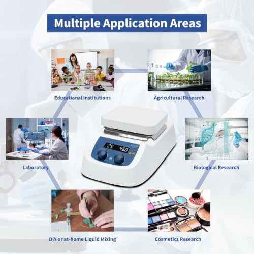 ONiLAB 536℉ 5 inch LED Digital Hotplate Magnetic Stirrer with Ceramic Coated Aluminum Work Plate, 200-1500rpm,5L,110V,Temp Probe Sensor & Support Stand & Stirring Bar Included - style: 536℉ Square Stirrer with Stand