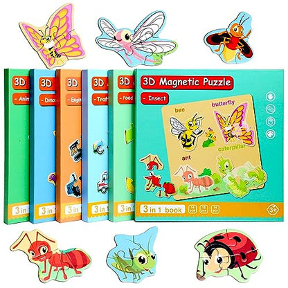 Magnetic Puzzles for Kids Ages 3-5, Travel Toddler Insect Puzzle Toy - style: Insect