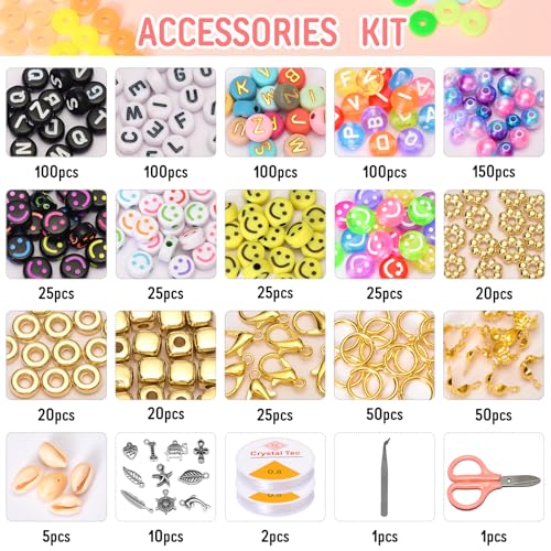 Ilootm Friendship Bracelet Making Kit, 16800pcs Beads for Jewelry Making, 96 Colors Polymer Clay Beads & 24 Colors Glass Seed Beads, 400 Letter Beads, DIY Crafts Gifts for Girls & Adults