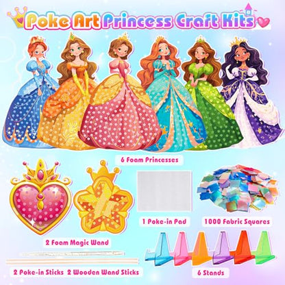 MDINGTD Poke Art Princess Craft Kits - DIY Magical Princesses, Mess-Free Creative Activity Arts and Crafts for Kids Ages 3-12, Birthday Christmas Gifts & Party Favors for Girls & Boys - style: Magical Princesses