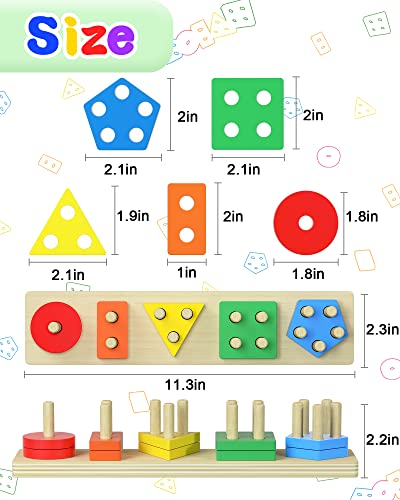 Montessori Sensory Toys for 1 2 Year Old Boy Girl Gifts, Puzzle for Toddler - style: Rainbow