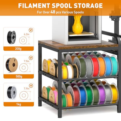 Dual‑Zoned 3D Printer Table with Filament Storage&AMS System Storage Panel.