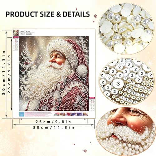 Christmas Pearl Diamond Painting Kits for Adults,Santa Claus Diamond Art - color: PL184-1