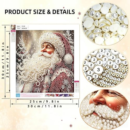 Christmas Pearl Diamond Painting Kits for Adults,Santa Claus Diamond Art - color: PL184-1