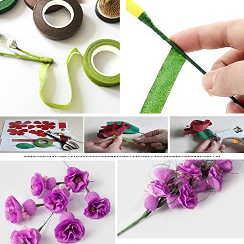 Arlai Pack of 50, Diameter 2mm Dark Green Paper Wrapped Floral stem Wire 16 Inch Floral Stem Wire - DIY Bouquet Stem Wrapping and Crafts - color: 50 pcs Dark green