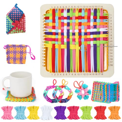 Weaving Loom Kit Toys for Kids and Adults - with Wooden Base Scale Markings - color: Potholder Weaving Loom Loop Refills