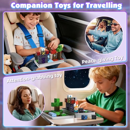 GraceDuck Magnetic Blocks with Iron Box, Obsidian Nether Portal 45 PCS Travel Magnetic Building Blocks, STEM Educational Building Set Construction Toys for Kids Ages 3+, Building Toys - color: 45pcs Iron Boxobsidian Nether Portal