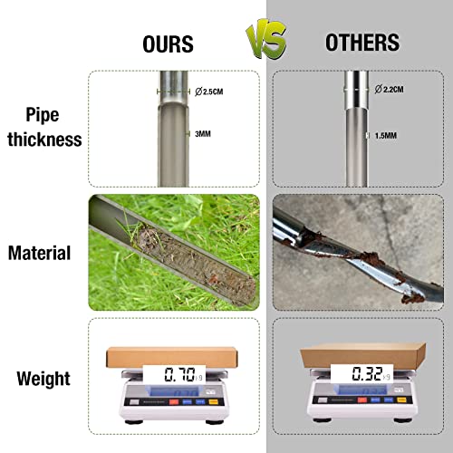 HiHydro 12 Inch Stainless Steel Soil Probe with 2 Sample Bags, T-Handle Soil Test Kit for Plant Care, Garden, Lawn, Farm - size: D