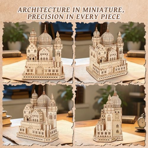 3D Wooden Puzzles for Adults, DIY Dreamy Castle Model Kit with Spark Light
