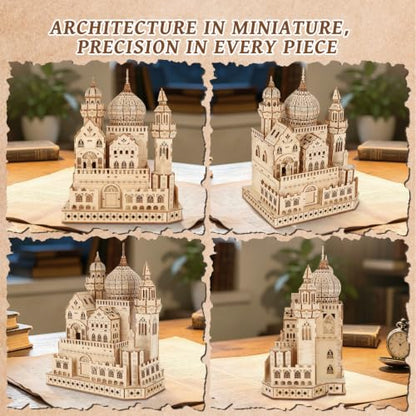 3D Wooden Puzzles for Adults, DIY Dreamy Castle Model Kit with Spark Light
