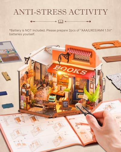 Rolife Bookstore DIY Miniature Dollhouse Kit Creative Gift for Adults - style: Corner Bookshop