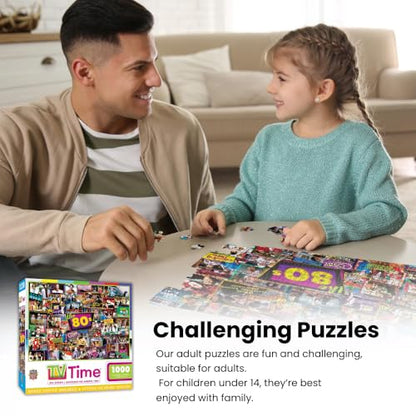 MasterPieces - 1000 Piece Jigsaw Puzzle, Nostalgic 60’s TV Shows Collage, Retro Entertainment Fun for Adults, Family, Kids, Non-Glare Finish, 19.25" x 26.75" - style: 60s Shows