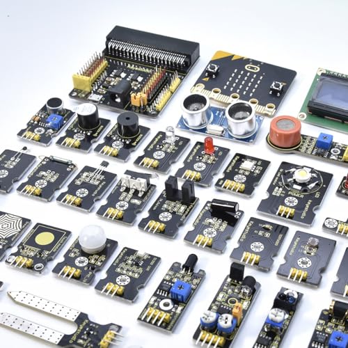 KEYESTUDIO 37 in 1 Box Starter Kit with BBC Microbit V2.2 Board, Great 37 Sensors Microbit Accessories Coding Electronics Kit for Teens Adults, Electric Circuit Learning with Tutorial