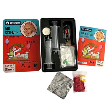Einstein’s Air Science Kit for Kids. STEM for Boys & Girls Aged 8 and Above. 15 Exciting Experiments Inside. Detailed Picture Guide Included. - color: Azul and Orange
