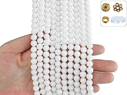 8mm Snow White Glass Beads Kit 650pcs for Jewelry Making - size: 8mm White #361