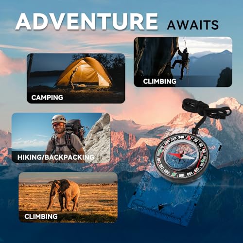Compass Military Grade, Precision Navigation Compass for Hiking - color: clear