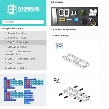 ELECFREAKS microbit Ring:bit 6-in-1 Starter Kit, Programmable Makecode Coding Learning Kit with 200+ Building Blocks(Without Micro:bit) - size: Small