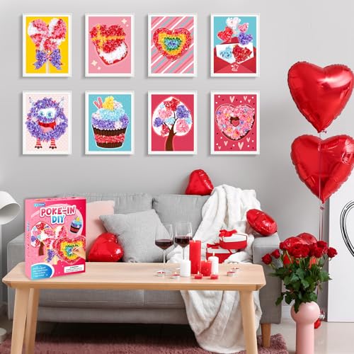 Lonfliness 8 Pcs Valentine Poke in Craft Kits for Kids Mess Free DIY Art - style: Valentines