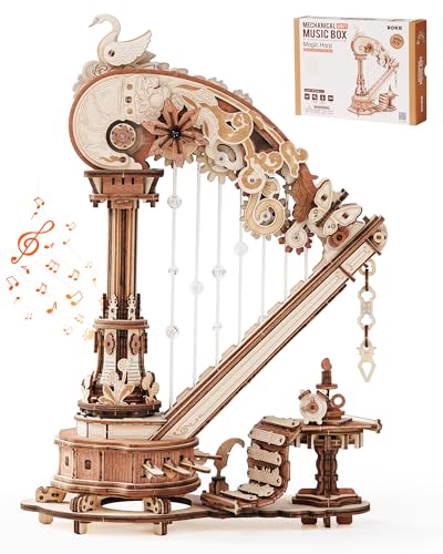 ROKR Magic Harp 3D Wooden Puzzle, Self-Playing Mechanical Music Box, 350pcs