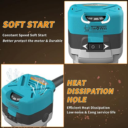 TWOWIN Router Tool, 6.5 Amp 1.25 HP Hand held Wood Router Tool - color: Deep Blue and Black