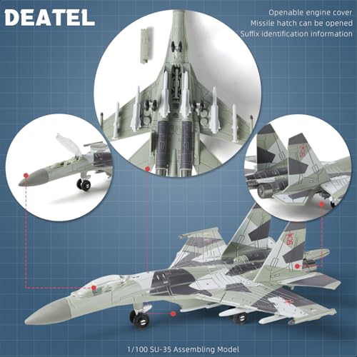 SEBUNAS 1:100 Scale SU-35 Fighter Jet Quick Build Model Kit - color: 03.su-35
