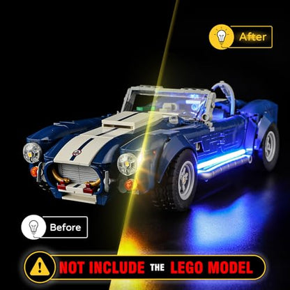 YEABRICKS LED Light for Lego-10357 Icons Shelby Cobra 427 S/C Building Blocks Model (Lego Set NOT Included)