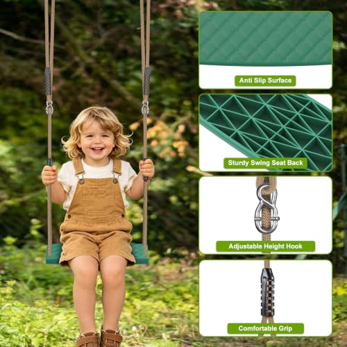 2Pack Heavy Duty Swing Seats for Kids Green Plastic Hard Anti Slip Seat - color: Water Ripple & Diamond