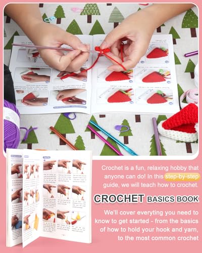 Aeelike Crochet Kit for Beginners Adults Kids, Complete Crochet Set, Winred - color: Wine Red