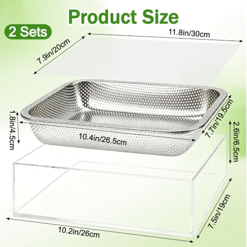 1 Pack Stainless Steel Seed Sprouter Tray Visual Soil-Free Cultivation Germination Tray with Acrylic Base Mesh Pads Seed Starter Tray Microgreens Growing Kit for Sprouts Beans Indoors Sprouting Seeds