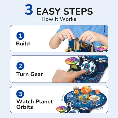 Smartivity DIY Solar System Kit - Gear-Driven Planet Model for Kids 8-14
