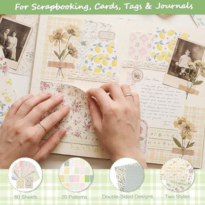 Scrapbook Paper, 60 Sheets, Double-Sided Floral, 5.5 x 8.3 in - color: Mixed Floral