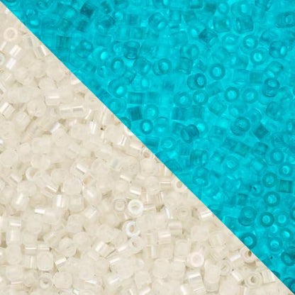 John Bead 25g Cylin Beads White to Turquoise Glow in Dark AB 11/0 Glass Cylindrical Seed Beads for Jewelry Bracelets Necklaces Earrings Making Embroidery - color: White to Turquoise Glow in Dark AB