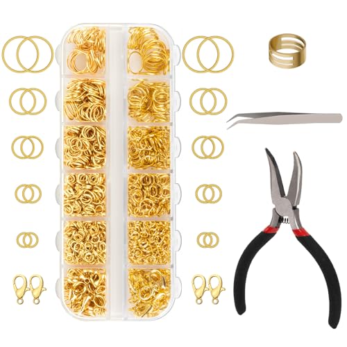 Amrules 1200 Pcs Jump Rings, Jewelry Making Kit, Gold - color: Gold
