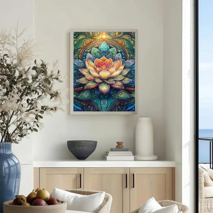 CHWGLFGG 5D Mandala Lotus Diamond Art Kits for Adults Beginners 12x16inch - color: KM1077-1