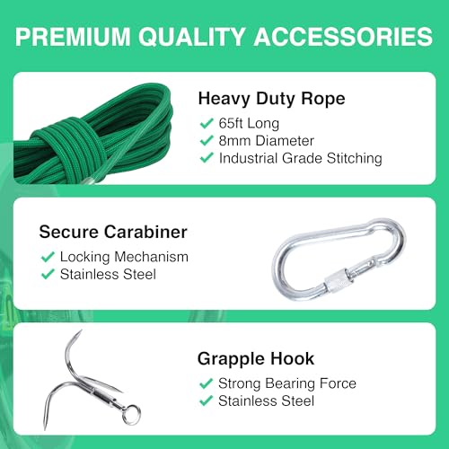 2000LB’s Complete Magnet Fishing Kit | Double Sided Fishing Magnet Kit with Case | Includes Strong Neodymium N52 Magnets, Durable 65ft Rope, Carabiner, Gloves, Grappling Hook & Carry Case - size: 2000 LB Double Sided Magnet Kit
