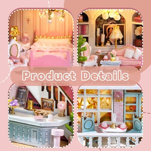 Flever Dollhouse Miniature DIY House Kit Creative Room with Furniture for Romantic Valentine's Gift (Romantic Castle) - color: Romantic Castle