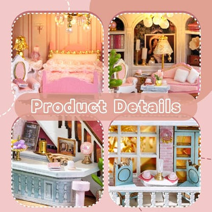 Flever Dollhouse Miniature DIY House Kit Creative Room with Furniture for Romantic Valentine's Gift (Romantic Castle) - color: Romantic Castle
