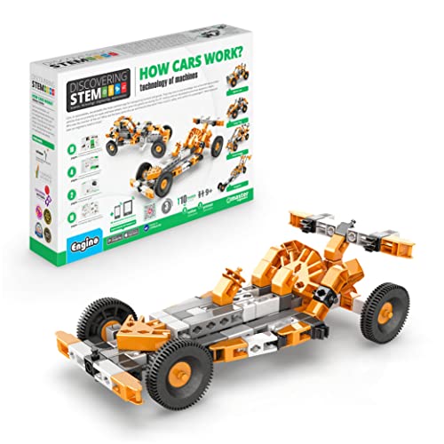 Engino: Discovering STEM - How Cars Work: Technology of Machines - 10 Model Toy Vehicle Brick Building Set, Snap-Fit Construction, Experiment, Kids 9+ - style: How Cars Work