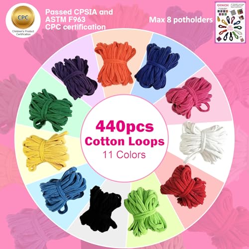 OYACH 10inch Cotton Potholder Weaving Loom Refill Loops,440 Potholder Loops - color: 10” Cotton Loop