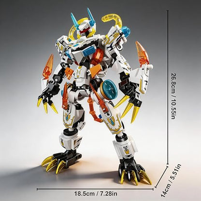 White Tiger Mecha Building Set, 2 in 1 Transformable Tiger Robot Toy for Kids & Teens Ages 8+